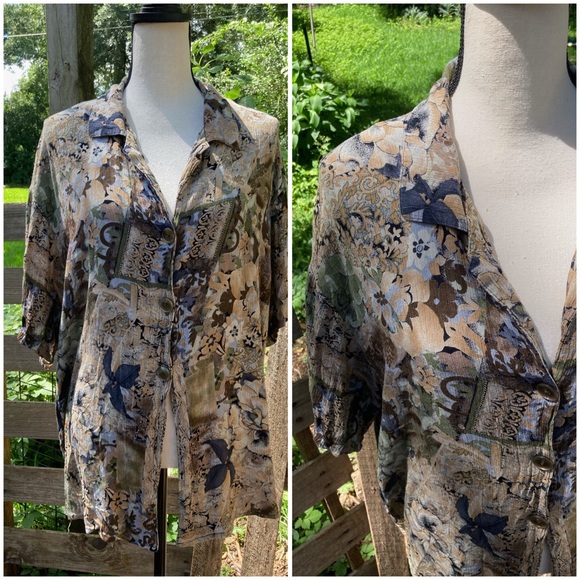 80s Vintage Plus Size Flowy Blouse - Size 18 - Picture 1 of 7